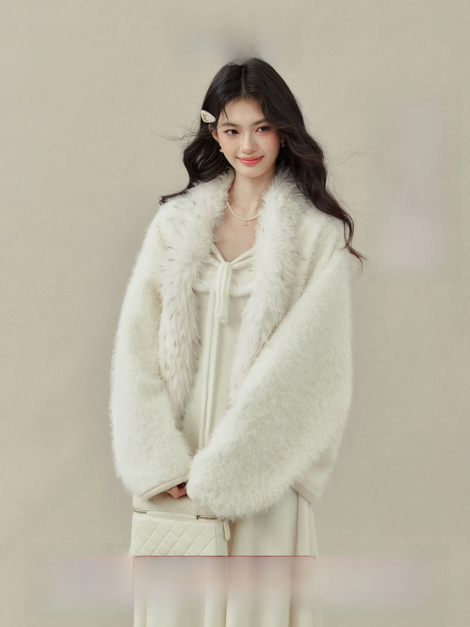 

White Fur-Lined ort Jaet Women's Thiened Loose Winter Coat Casual Sle Warm Winter Outerwear by a Brand Called Yang Xiu