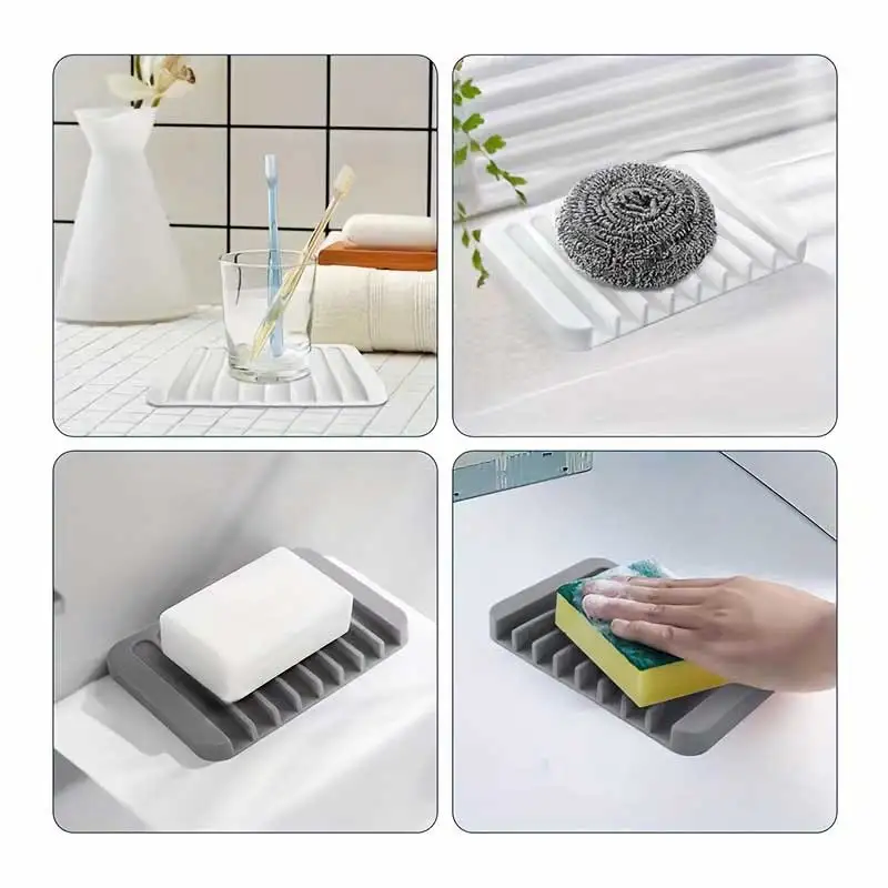1-Pack Drill-Free Silicone Soap Dish, Creative Draining Soap Holder – Non-Slip Shelf for Kitchen & Bathroom Countertop image 2