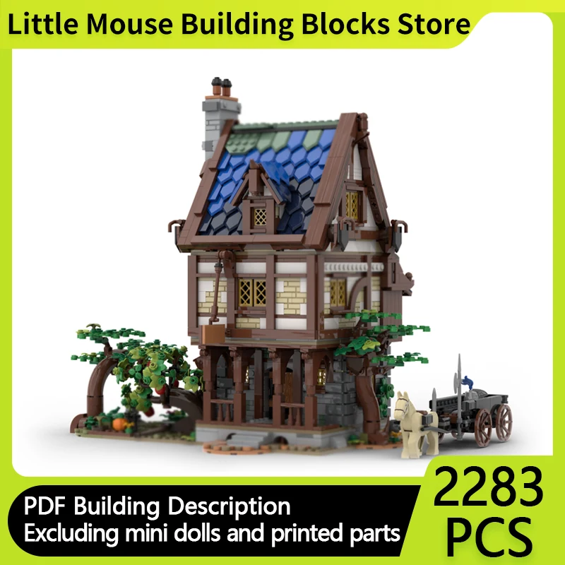 

Medieval Castle Model MOC Building Bricks Tavern With A Garden Modular Technology Gifts Holiday Assemble Children Toys Suit