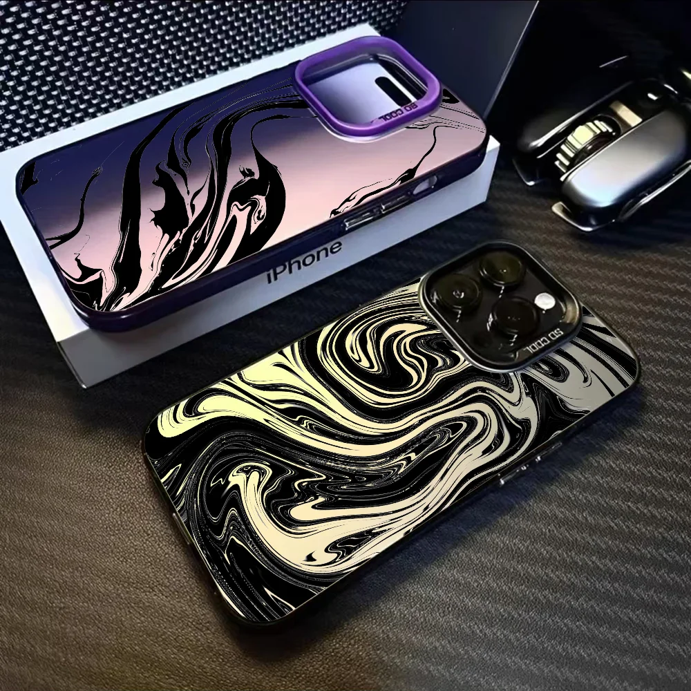 

Innovative Ink Painting Phone Case For iPhone 16 15 14 13 12 11 Pro Max Black Purple Matte Ultra-thin Soft Candy Abrazine Funda