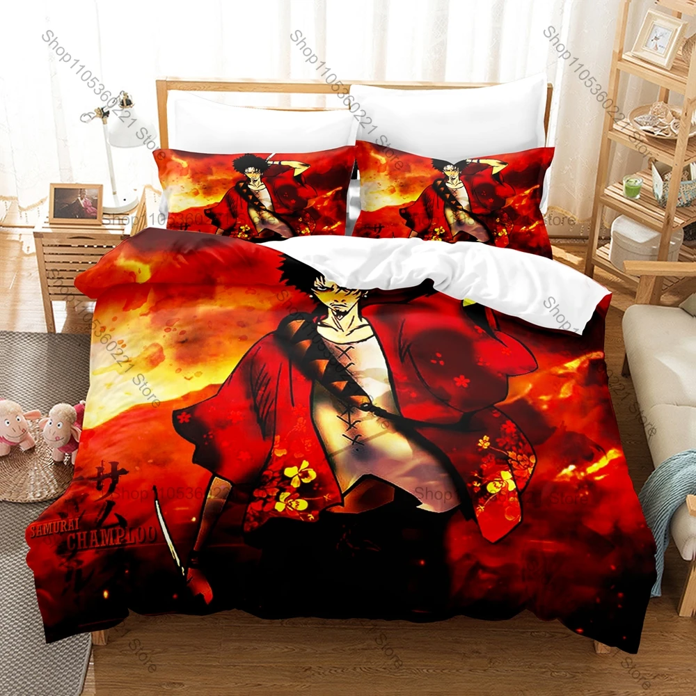 

Samurai Champloo Bedding Set 3Pcs Mugen Jin Fuu Pattern Comfort Bed Linen For Anime Fans