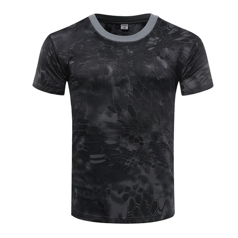 Summer Men\'s Quick Dry Combat T Shirt Military Jungle Desert Camouflage Tactical Short Sleeve Tough Guy Outdoor Hunting Top 6XL