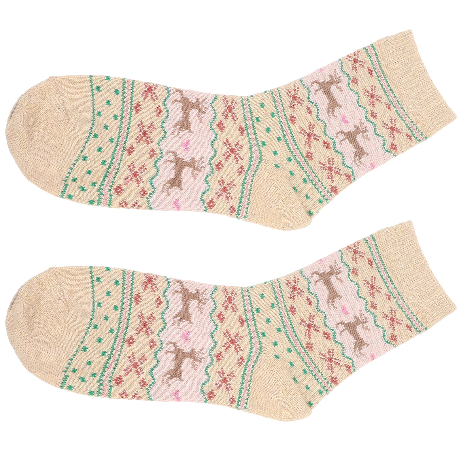 

Wool Warm Thick Winter Christmas Deer Print 35-39 Khaki Breathable Comfortable Gift 35-39 Christmas Socks For Women Winter Socks