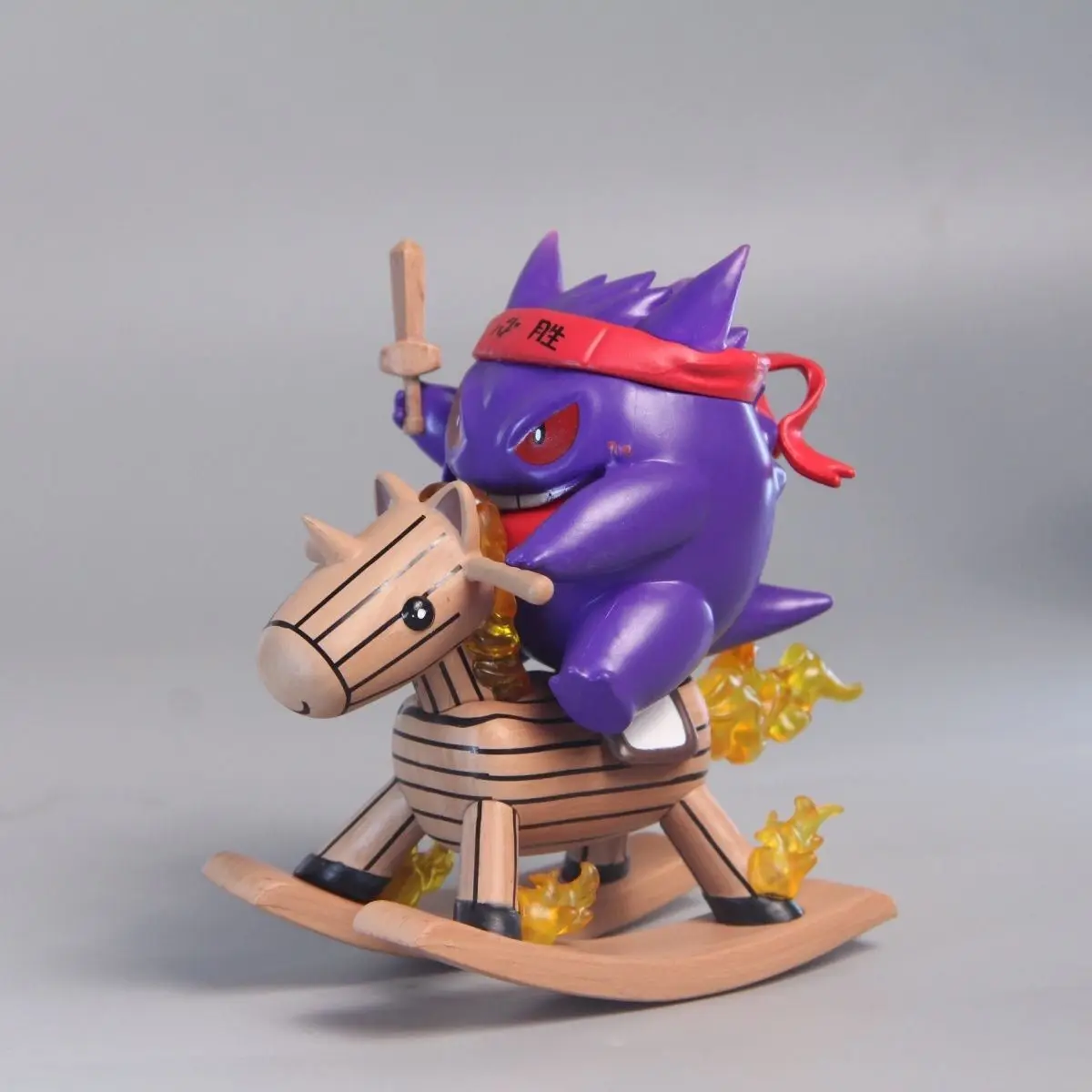 12cm Pokemon Figures Psyduck Figure Gengar Riding A Rocking Horse Anime Figurine Pvc Statue Model Children Toys Birthday Gift