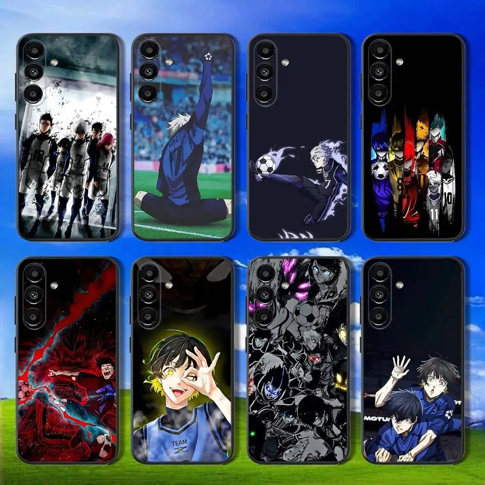 

B-Blue L-Lock Phone Case For Samsung Galaxy A13,A21s,A22,A31,A32,A52,A53,A71,A80,Soft Black Shell