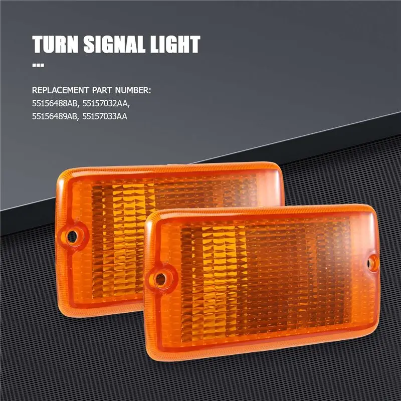 ABHX-2Pcs Turn Signal Light For 2001-2006 Jeep Wrangler (TJ) Plastic Lens LH & RH 55156488AB 55156489AB