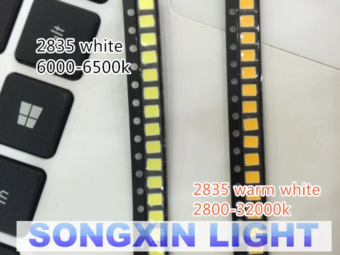 100pcs 0.2W SMD 2835 LED Lamp Bead 20-25lm  White/Warm White SMD LED Beads LED Chip DC3.0-3.6V for All Kinds of LED Light