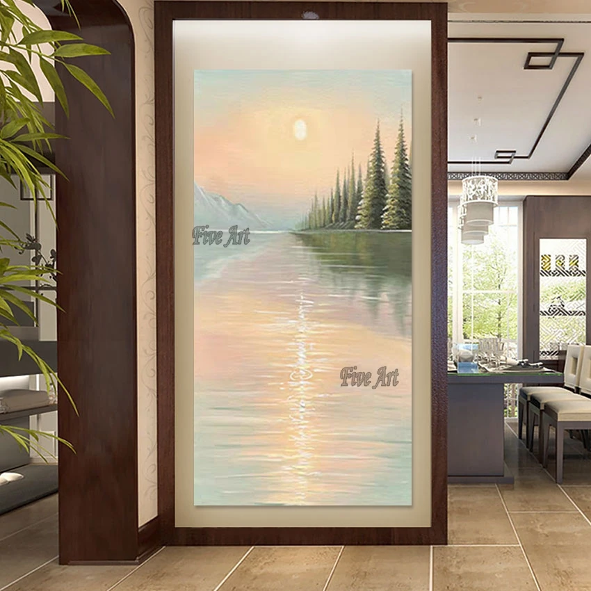 Beautiful Sunrise Natural Scenery Canvas Oil Painting Large Sizehome Decoration Accessories Wall Picture For Restaurant Unframed