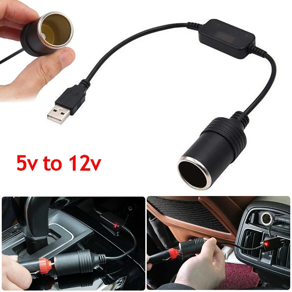 1pc 5V 2A USB To 12V Cigarette Lighter Socket USB Male to Female Cigarette Lighter Adapter Converter Car Electronics Accessories