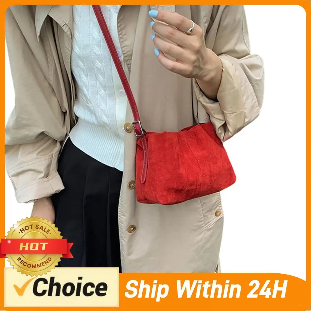 

PU Crossbody Purse Solid Color Crossbody Bag Lightweight Hobo Bag Drawstring for Women Daily Use Special Occasion