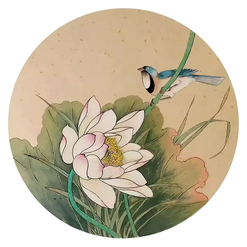 Meticulous Painting Round Fan Line Drawing Draft Print Flower Bird Manuscripts Paper Chinese Traditional Paintings for Beginners