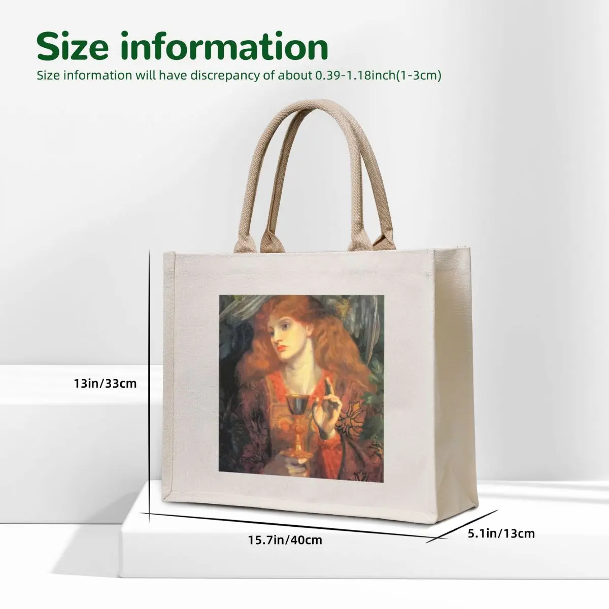 The Damsel of the Holy Grail - Dante Gabriel Rossetti Tote Bag حقائب يد نسائية قابلة لإعادة الاستخدام حقيبة تسوق حمل الحقائب الجمالية