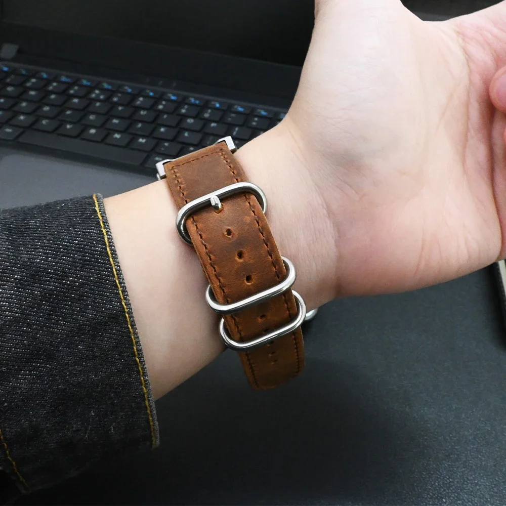 سوار جلدي فاخر لساعة أبل Ultra2 49 مللي متر سلسلة 10 46 مللي متر حزام ناعم لساعة iWatch 9 8 7 45 مللي متر 6 5 4 Se 44 مللي متر سوار الأعمال