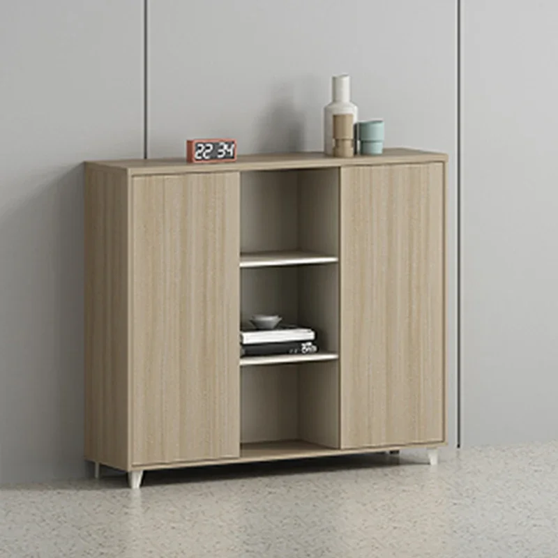 Home Office Wooden Low Storage Cabinet With Hinge Doors