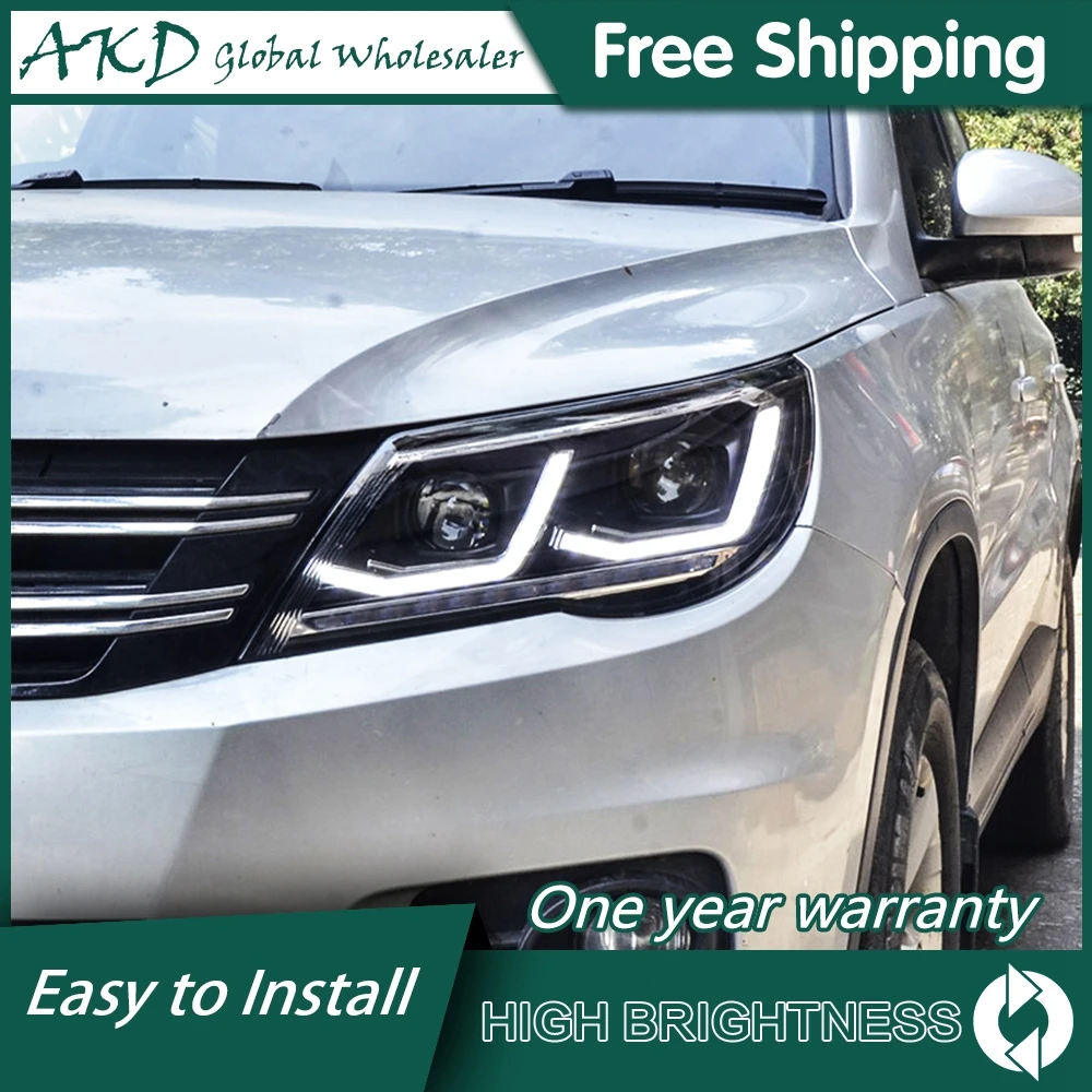 For VW Tiguan 2009-2012 Headlights DRL Daytime Running Lights Head Lamp LED Bi Xenon Bulb Fog Lights Tuning Car Accessories