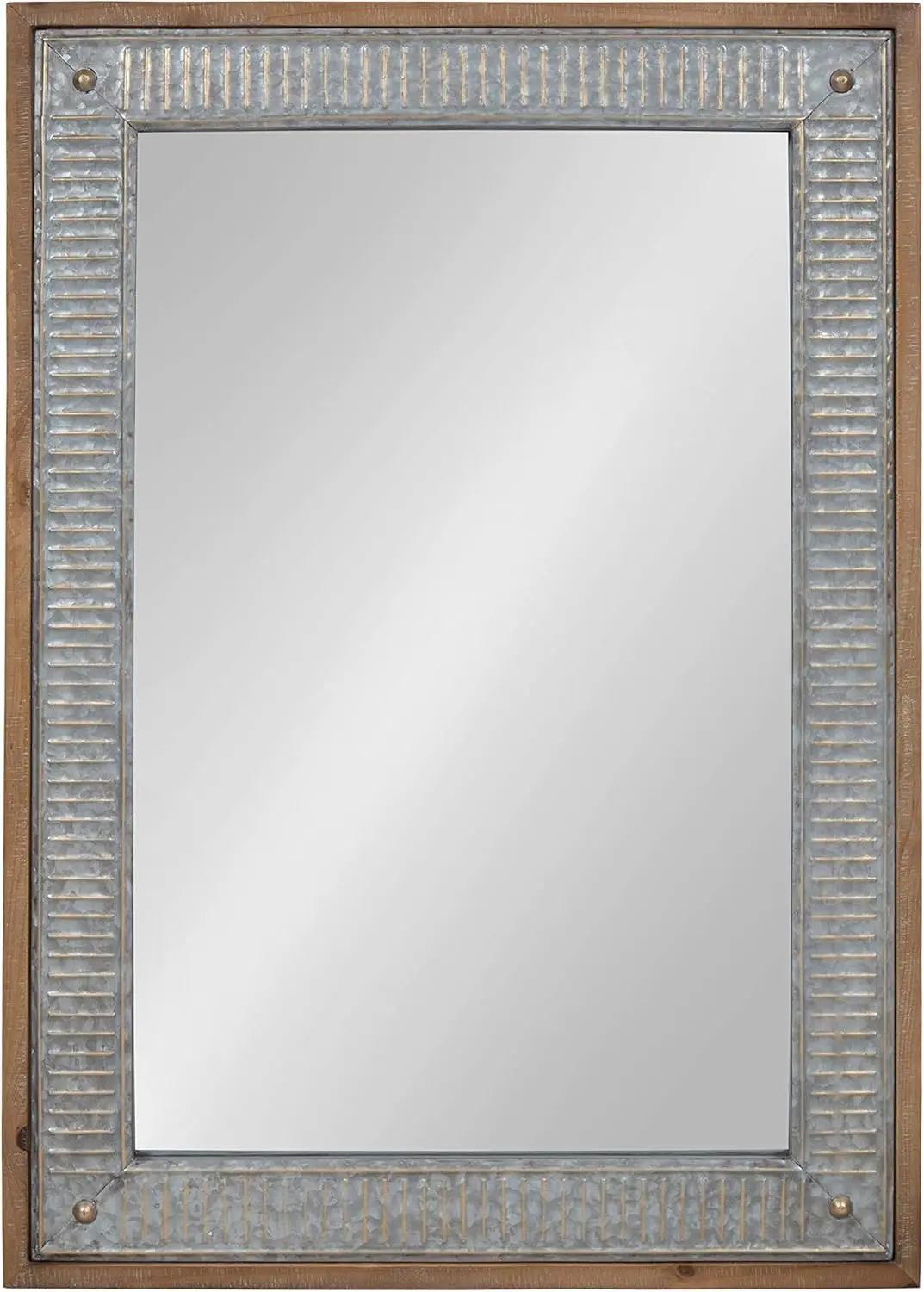 

Rustic Brown Farmhouse Wood and Metal Wall Mirror, Vintage Decor for Living Room or Entryway