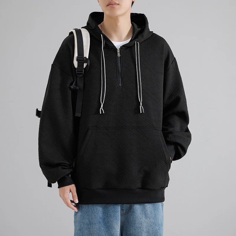 Plus Size Hoodie for Men 5xl 6xl 7xl 8xl Spring and Autumn Half-zipper Youth Long-sleeved Trendy Fat Loose Casual Sports Jacket