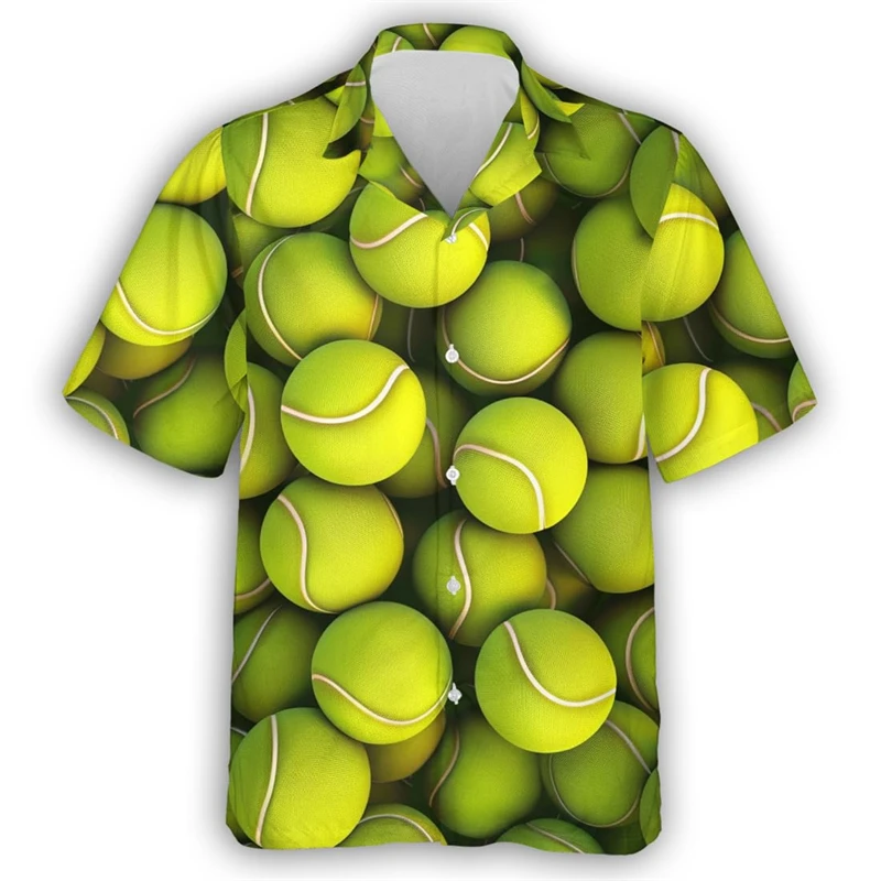 Camisas de amantes del tenis para hombres, camisa de playa deportiva a la moda, blusa de solapa informal para mujer, Tops con botones para Club de pelota hawaiana Unisex