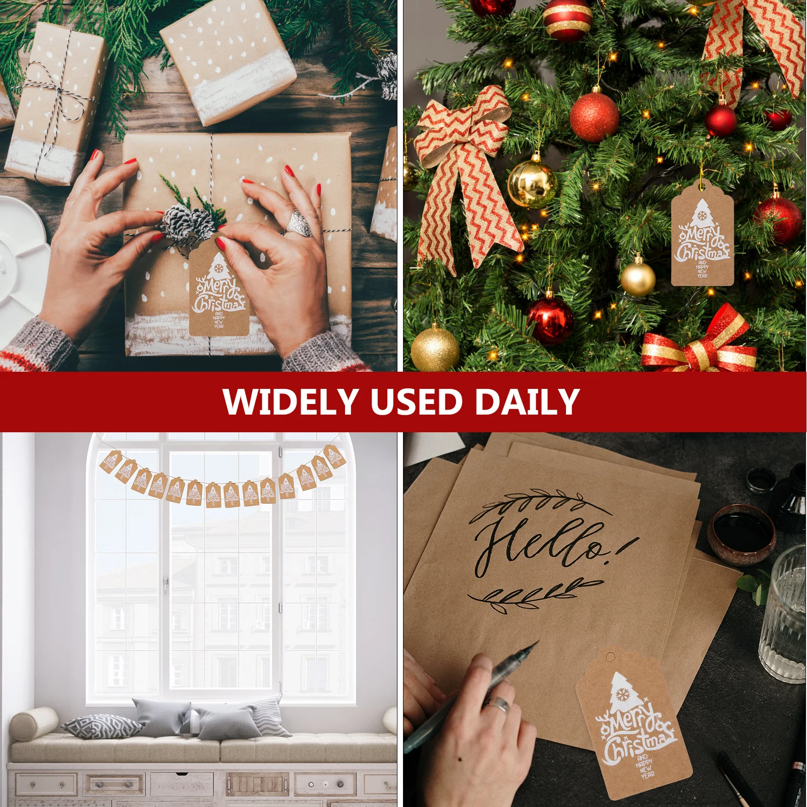 100 قطعة علامات هدايا العيد عيد الميلاد ورقة بطاقات مع سلسلة للديكور الحاضر Crafts بها بنفسك الحرف سكرابوكينغ احتفالية لصالح الحفلات #2