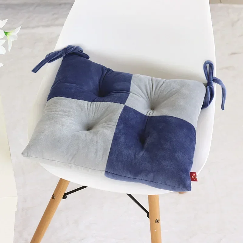 

Square Chair Cushion Color Stitching Thicken Plush with Ties Soft Warm Floor Cushion for Kids Reading Dining Home Decor 40X40Cm