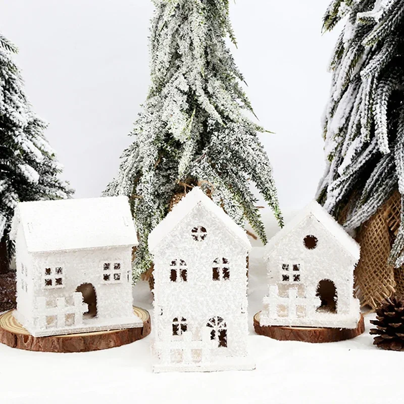 Рождественское украшение, рождественское светодиодное оформление, деревянный дом со снежинками, светящаяся кабина, рождественские украшения