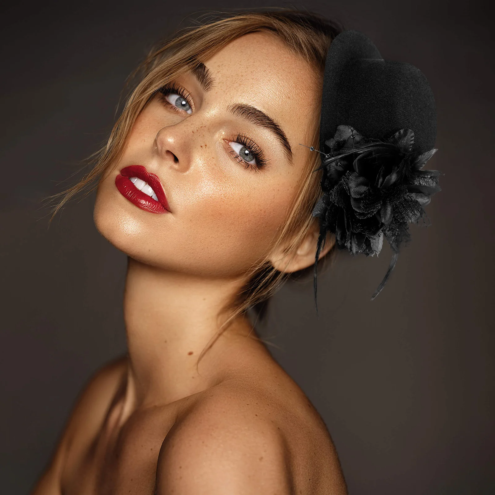 

Women Mesh Top Hat with Lightweight Banquet Party Hair Decoration Wedding Hat Headdress Style