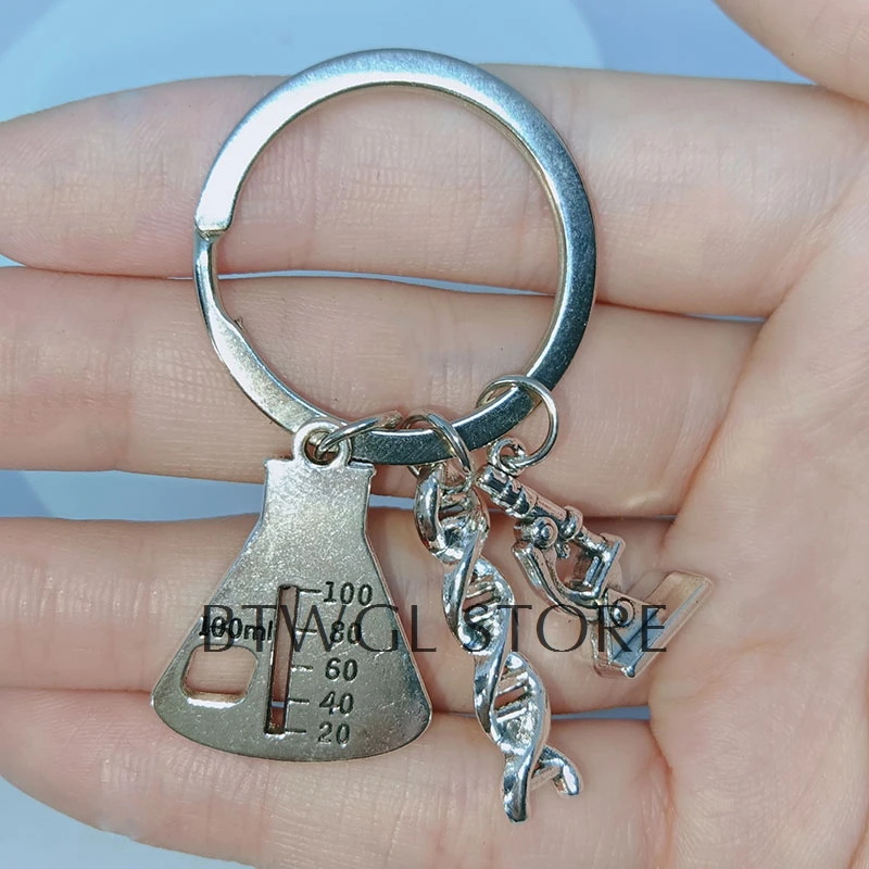 Creative DIY Science Physics Student Teacher Learning Keychain for Measuring Cup Chemical Molecular Microscope