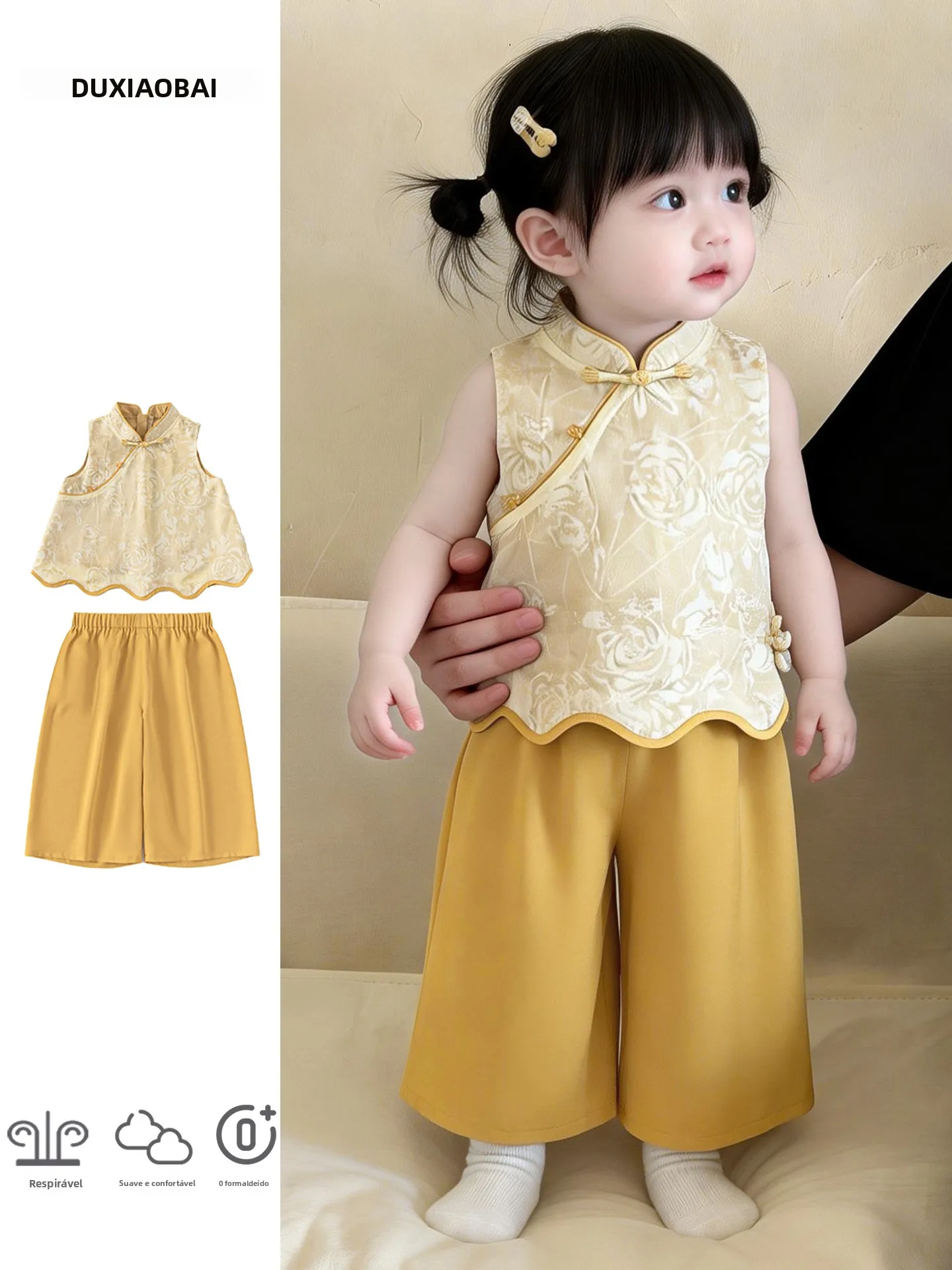 new-chinese-style-thin-summer-outfit-for-girls-baby-girl's-two-piece-set-cute-cartoon-print-anti-mosquito-comfortable-cotton