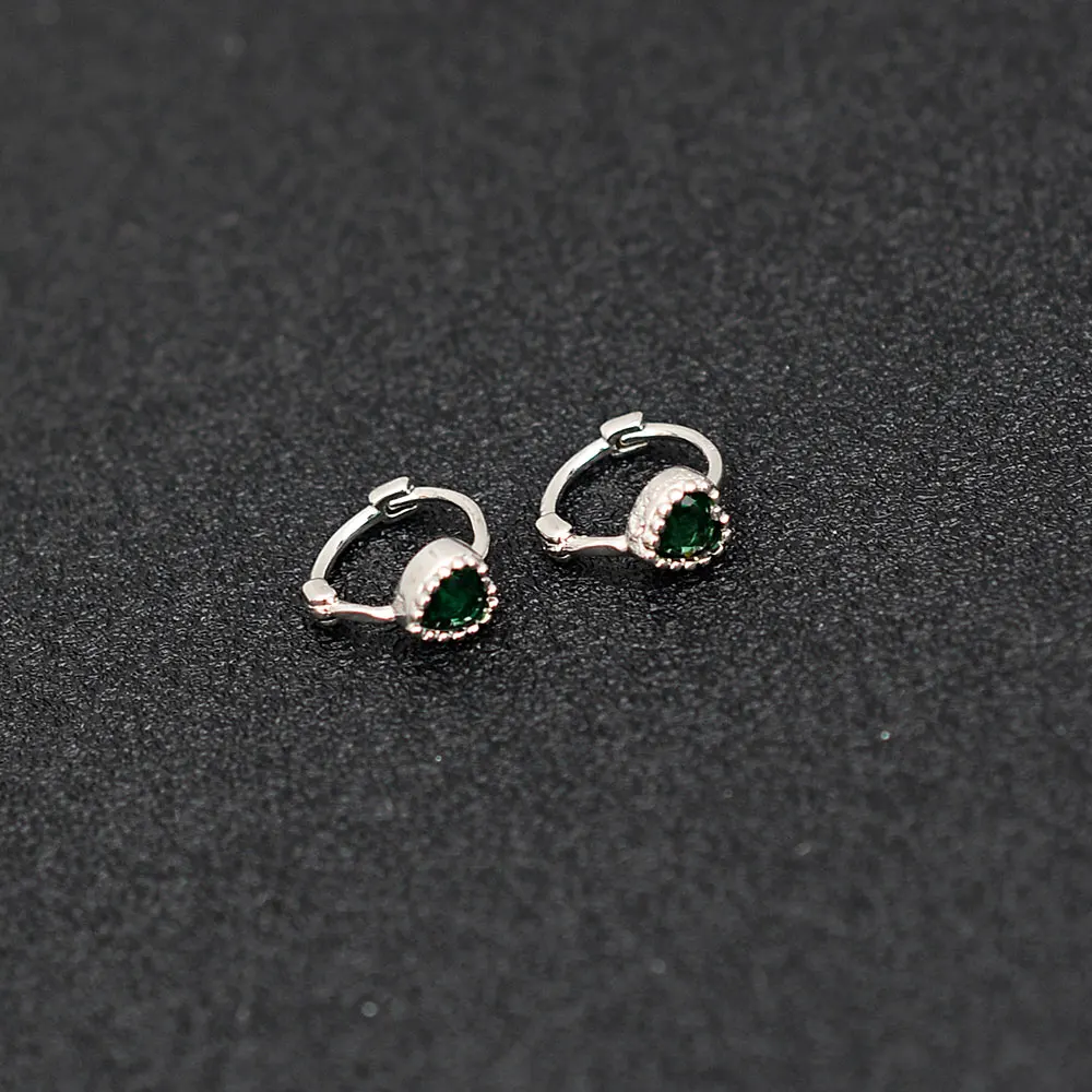 Huggies Earrings Purple white Green Blue Red Square Heart Silver Color Small Hoop Earrings for Women Girls Wedding Jewelry