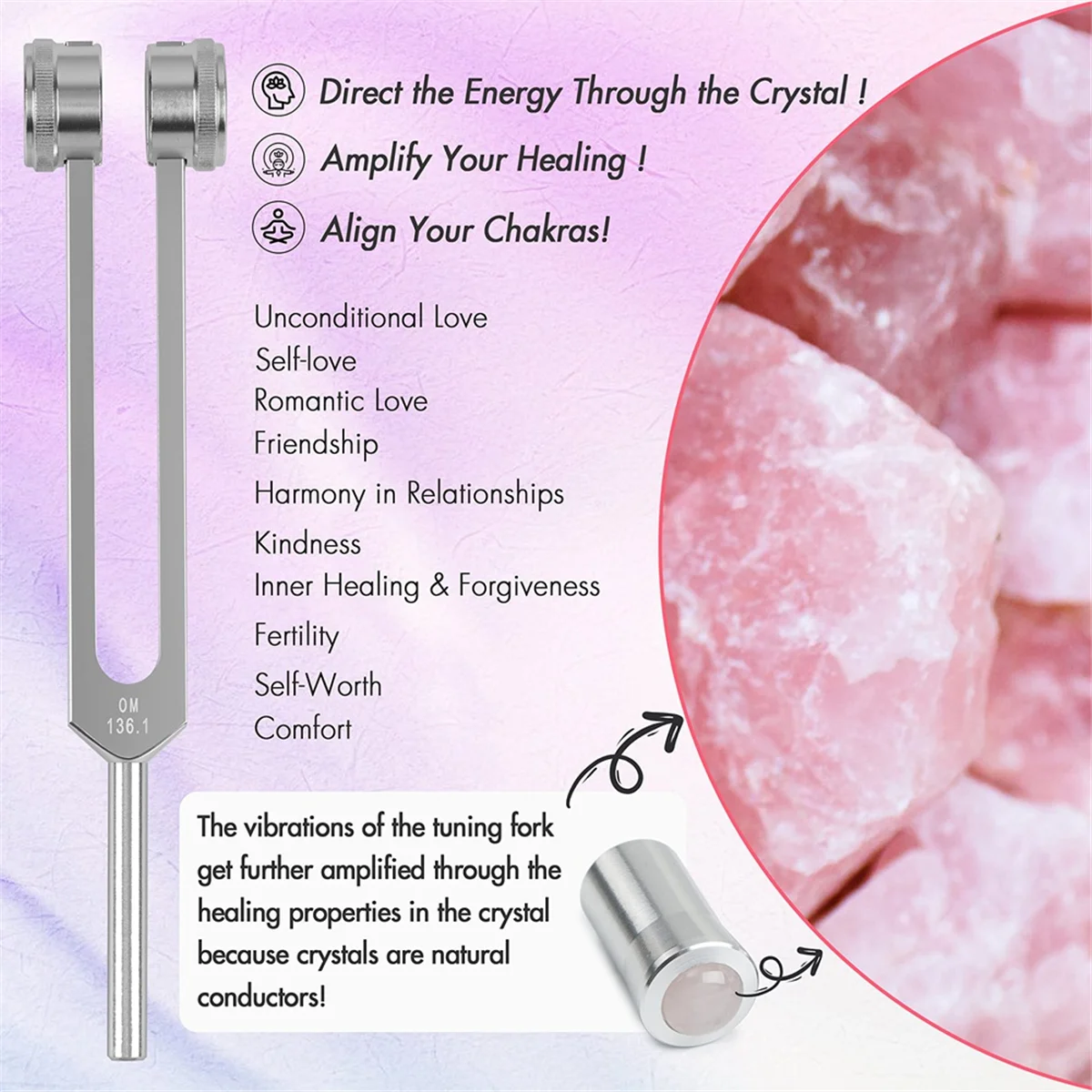 528 HZ Tuning Forks for Healing Chakra Set OM136.1 Hz for Repair Sound Healing Instruments with Tuning Fork Holder A XQ