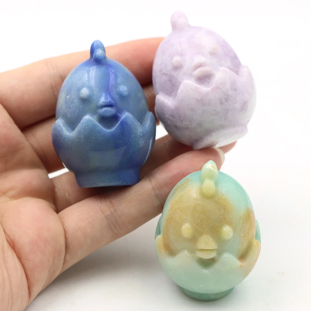 

2" Natural Stone Carved Cute Chicken Statue Ornament Healing Crystals Handmade Carving Crafts Creative Animal Decoration Gifts