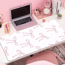 Pink Bow Sweet Girly Aesthetic Large Gaming Mouse Pad Office Desk Mat Computer Keyboard Pad Non-slip Gifts for Girls Friends