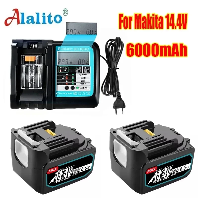 Used For Makita 14.4 V 6.0 Ah Lithium Ion Battery BL1430B 1460B 1415194066-BDF440RFEBTD 130FWLXT 20B1415194558-0194559-Battery