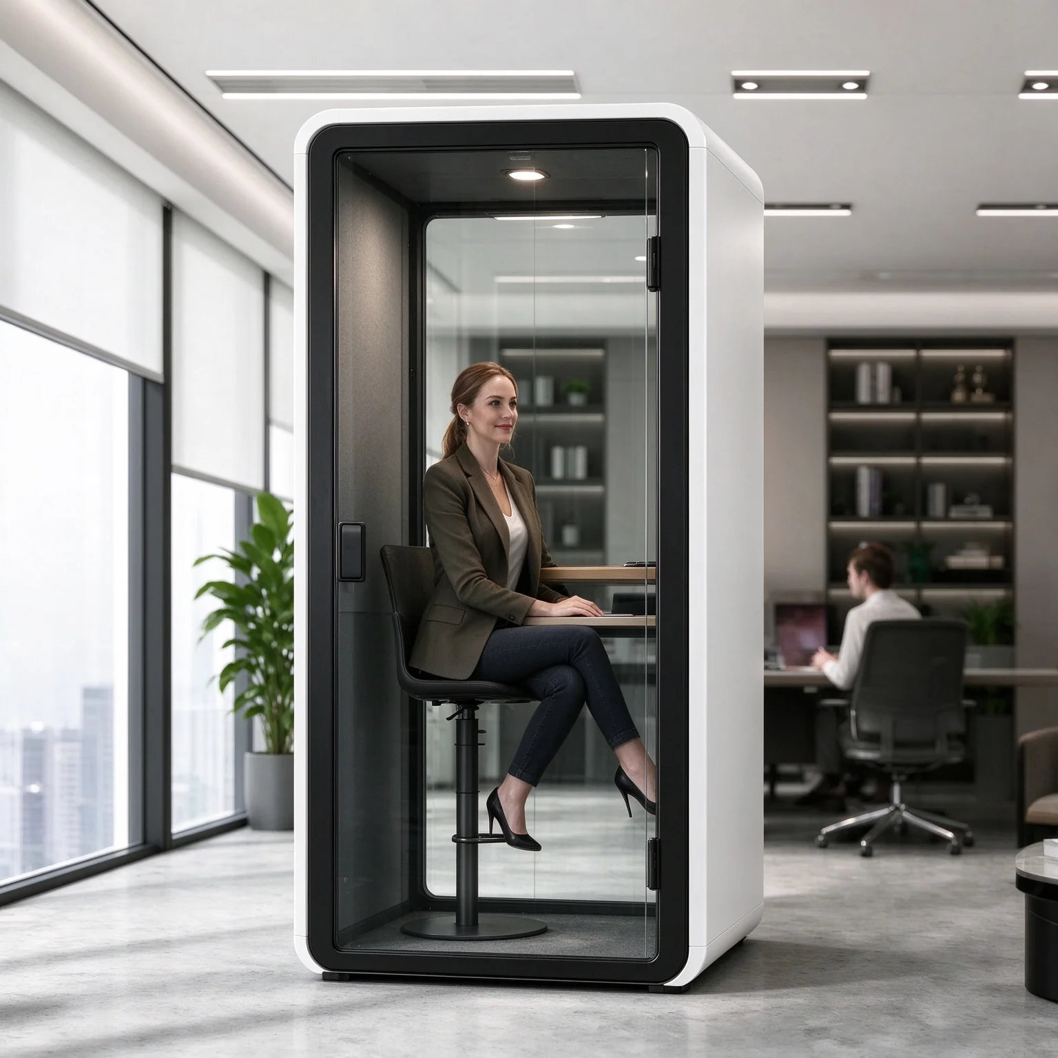 Mobile Acoustic Cabin Soundproof Pod Glass Panel Design For Library Individual Reading And Online Class - view 6