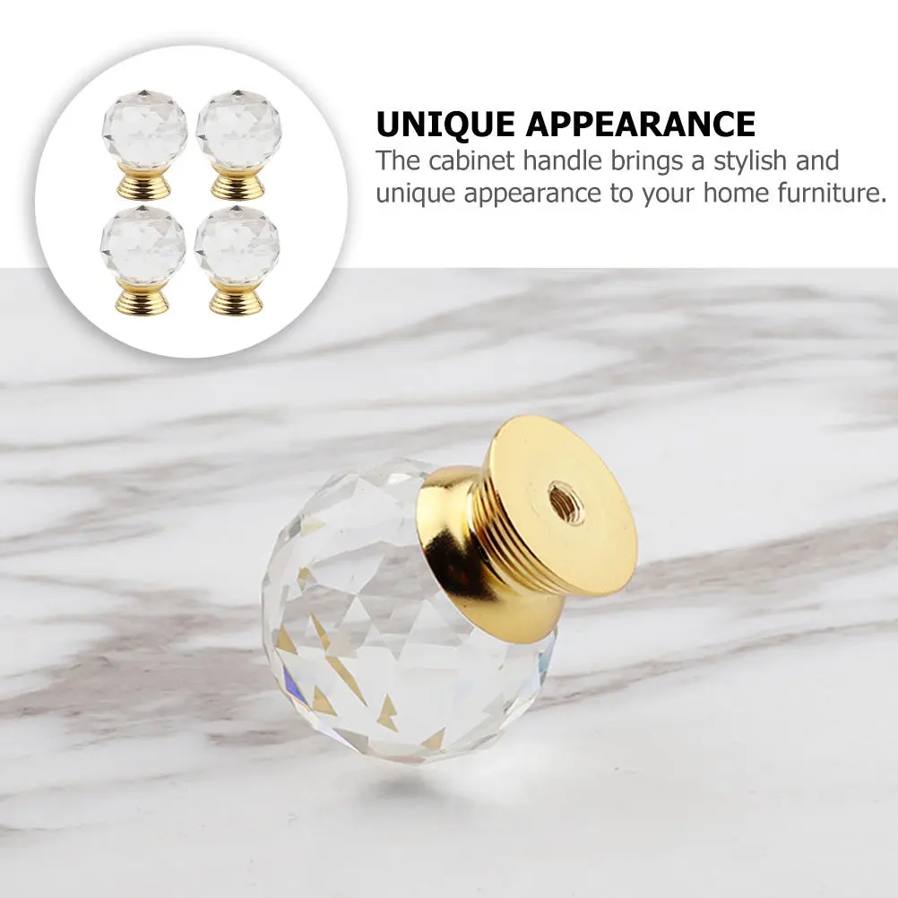 4Pcs Stylish Crystal Cabinet Knobs Rustproof Drawer Handles for Cupboard Closet Door Home Decor Replacement Hardware
