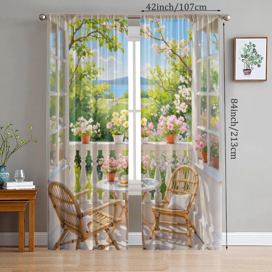 

2pcs- Landscape printed curtains, pole bag curtains, Christmas decorations, home decorations, room decorations