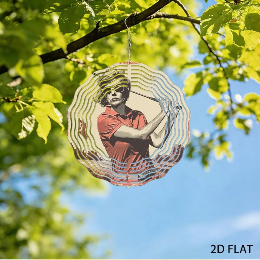 

Vintage Golf Wind Chime Retro Iron Patio Decor Black Red Art Garden