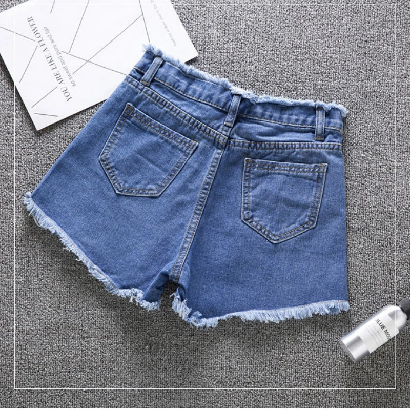 Summer High Waist Denim Shorts Women Tassel Jeans Sexy Slim Short Pants Short Pants Blue Black Jeans Harajuku