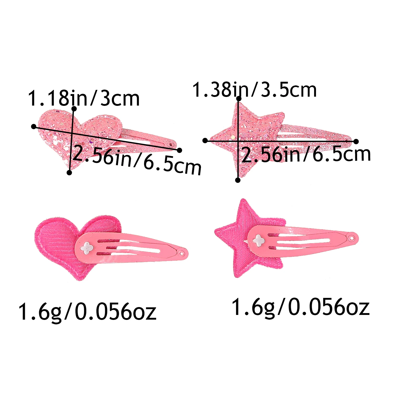 12/24pcs Glitter Sequin Star Heart BB Clips For Girls Cute Solid Color Barrettes For Kids Women Party Daily Hair Accessories