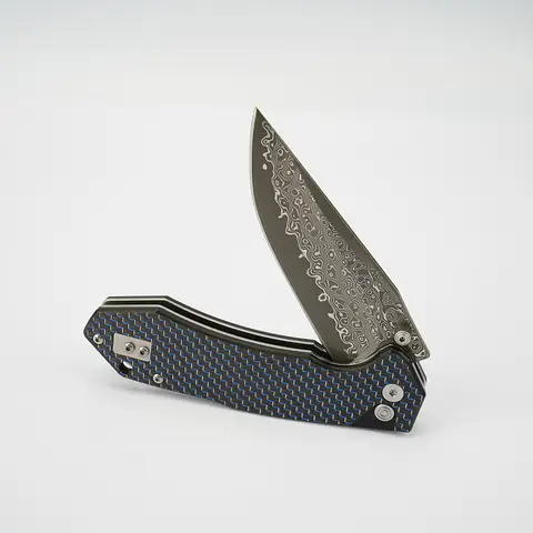 T0034-1 Klappmesser Damaskus Stahl Carbon Faser Griff Outdoor Camping Jagd Taschenmesser Überleben Ausrüstung Werkzeug Geschenk