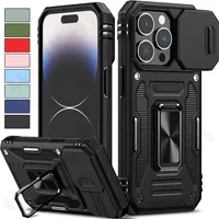 Case For iPhone 16 15 14 13 12 11 Pro XS Max Plus XR 8 7 Plus SE 2024 Ring Stand Armor Anti-fall Slide Camera Kickstand Cover