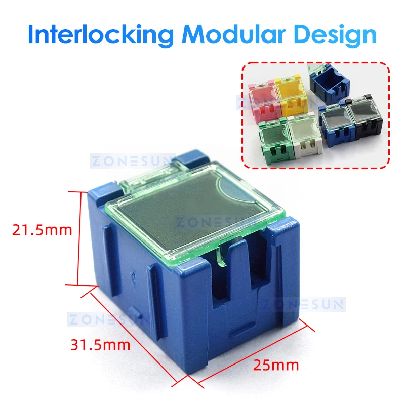 ZONESUN ZS-SC1 Plastic Storage Boxes Cases Jewelry Organizer Component Box Compartment Containers for Custom Letter Stamps