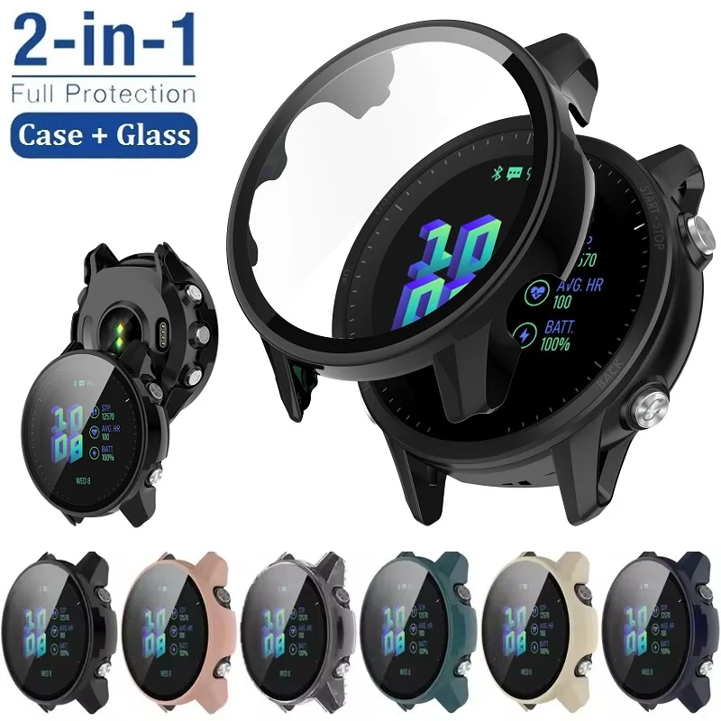 Чехол из закаленного стекла для Garmin Forerunner 955, защитное стекло для экрана и защитный чехол-бампер для Garmin Forerunner 955