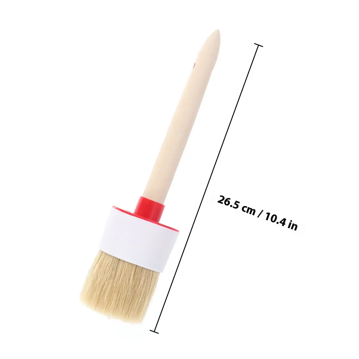 Round Head Boar Hair Wheel Cleaning Brush Natural Bristles Wood Handle Non-Slip Grip Hang Hole Heavy Duty 60Mm