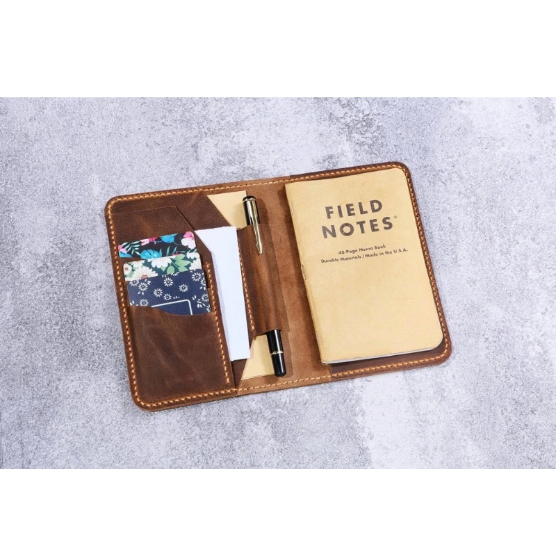 Personalized rustic leather cover case for Pocket size 3.5 x 5.5 field notes notebook , moleskine leather cover with pen loop ,