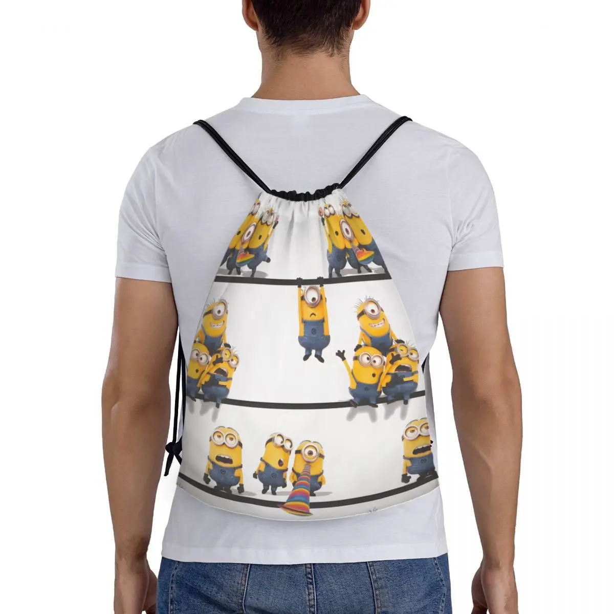 مخصص M- التوابع الرباط أكياس الرجال النساء طوي الرياضة الصالة الرياضية Sackpack لطيف الرسوم المتحركة التدريب تخزين الظهر