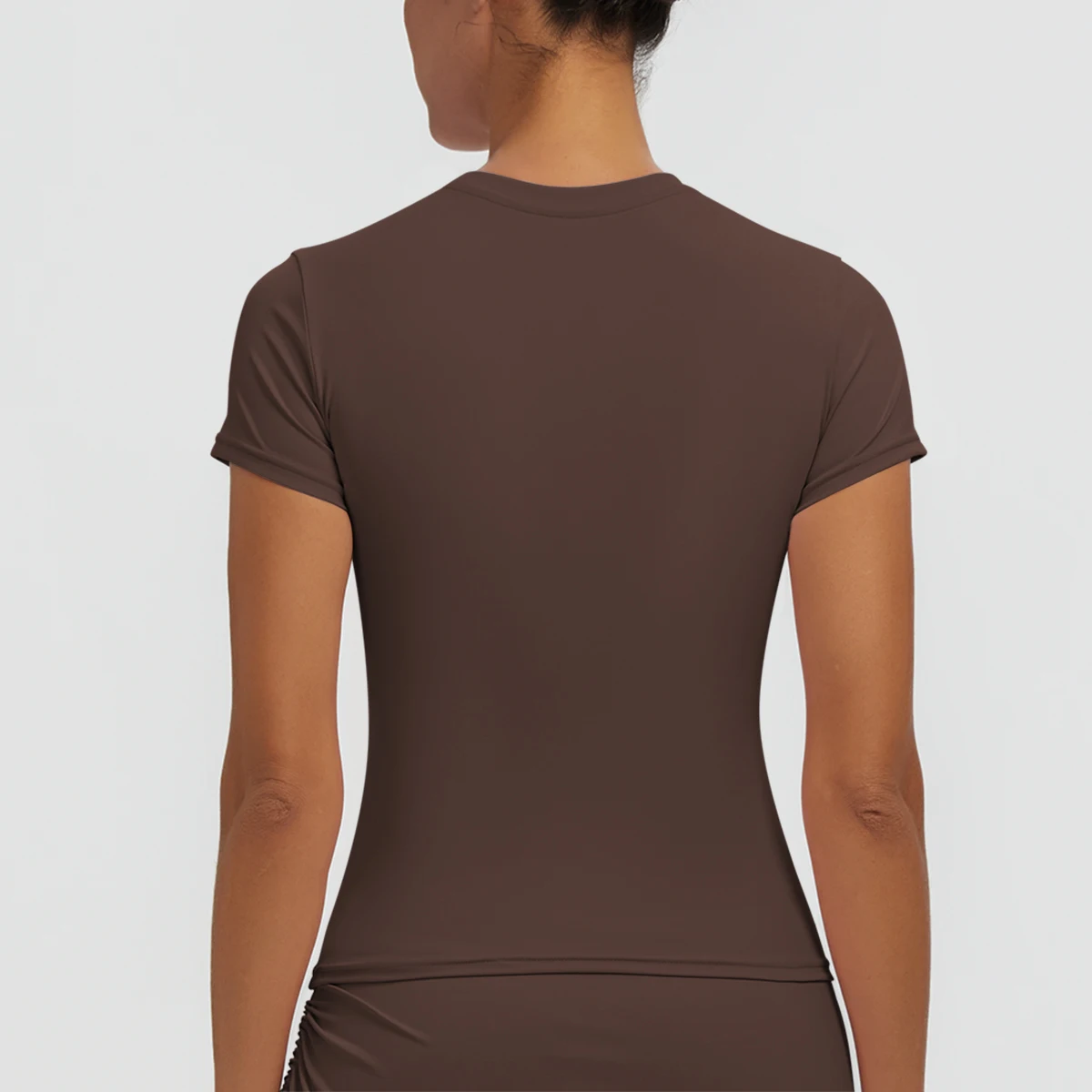 Neues Damen Sommer Yoga Kurzarm T-Shirt Lauf- und Radsport Einfarbiges Schnelltrocknendes Workout-Oberteil Enganliegend Atmungsaktive Yoga-Kleidung – Detail 16