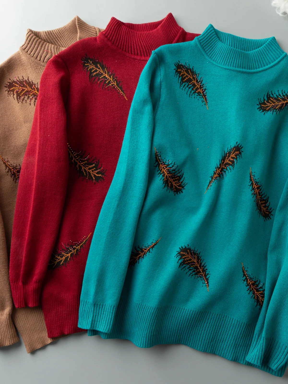 

Autumn Winter Faionable Warm Comfortable Straight Slim Mid-Ne Long Sve Overhead Knitted Sweater Commute Sle Polyeste...