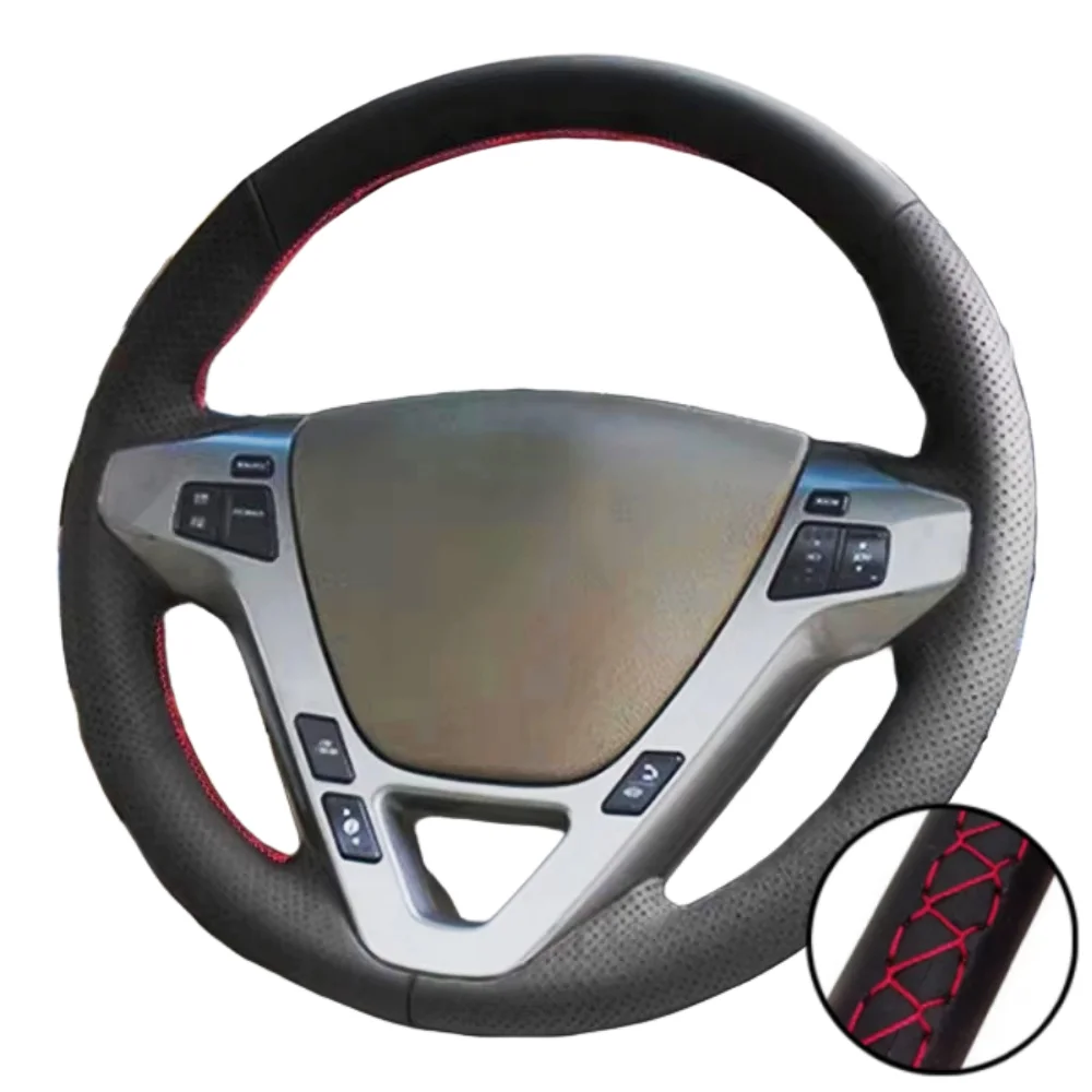 

Protection Soft Perforated Leather Trim For Acura MDX 2007 2008 2009 2010 2011 2012 2013 Hand Braids on Car Steering Wheel Cover