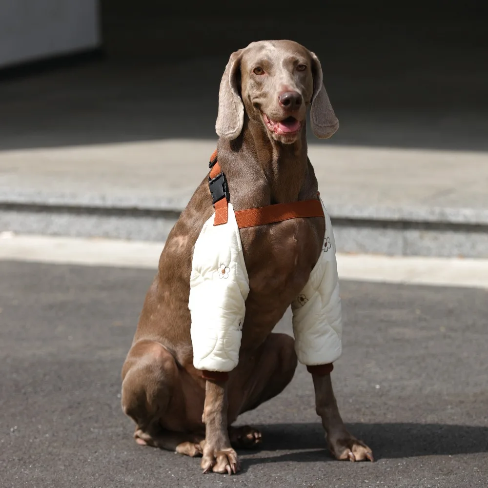 Winter Warm Dog Leg Covers,Front Legs Protector& Dirt-proof Puppy Accessories,Thick Soft Fabric Adjustable Strap,For Big Dogs